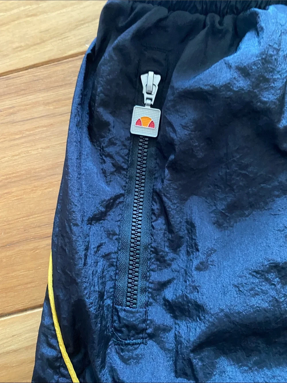 Ellesse Black Track Pants with Yellow Piping and Logo